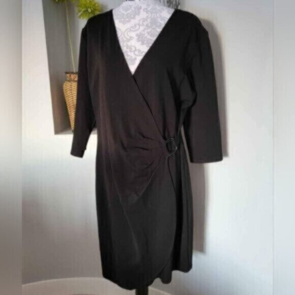 M.I.K.O Black Wrap Midi Dress NEW Sz XL 12-14 - Picture 2 of 9